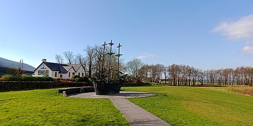 The National Famine Memorial sculpture at Murrisk, County Mayo, showing a coffin ship