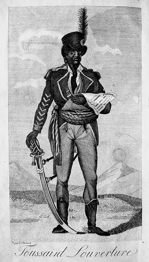 Contemporary 1806 engraving portrait of Toussaint Louverture in military uniform